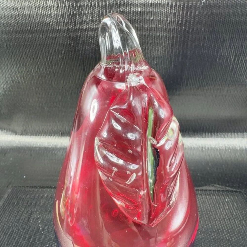 Thick Heavy Hand Blown Venetian‎ Art Glass Fruit Pear Paperweight Italian Glass